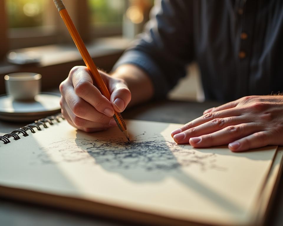 Artist sketching with pencil — drawing courses at UmbraSketch Collective Dublin