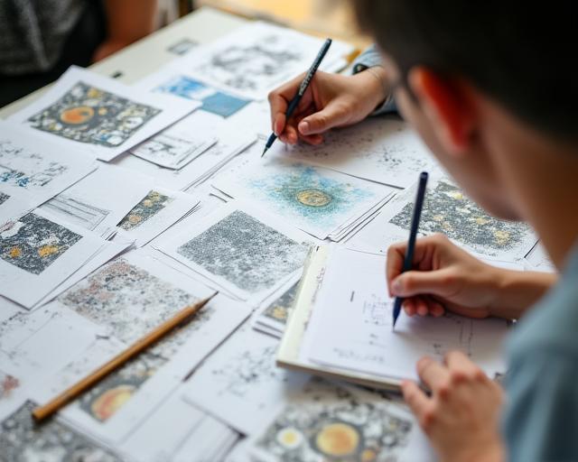 Student preparing an art school portfolio with drawing critique and feedback
